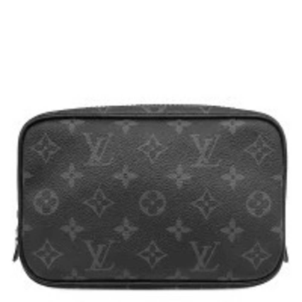 Louis Vuitton Pouch Clutch Trousse Toilette Leather Monogram Eclipse Black Gray